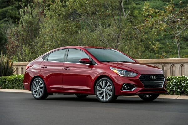 red 2019 Hyundai Accent 4 door sedan