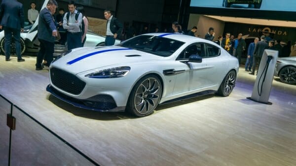 white Aston Martin E-Rapide