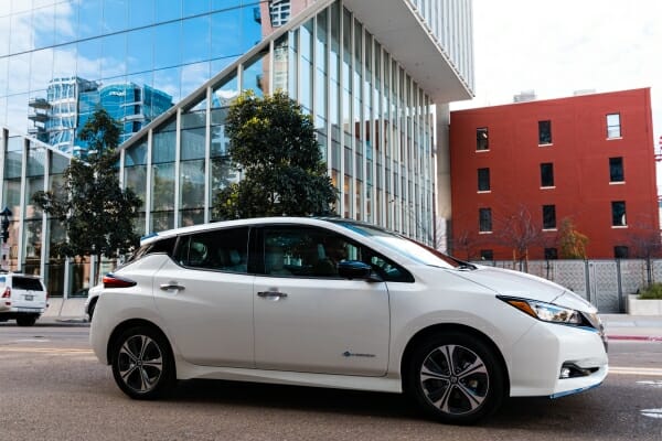 white 2019 Nissan Leaf Plus