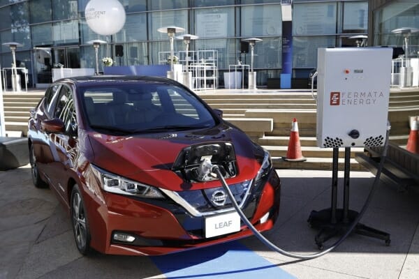 2019 Nissan Leaf plugged in